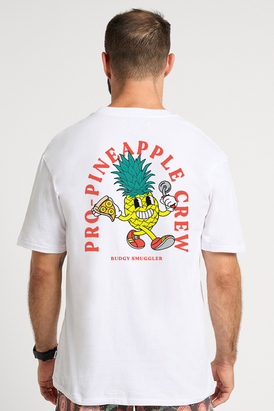 White Tee with Pro~Pineapple Crew