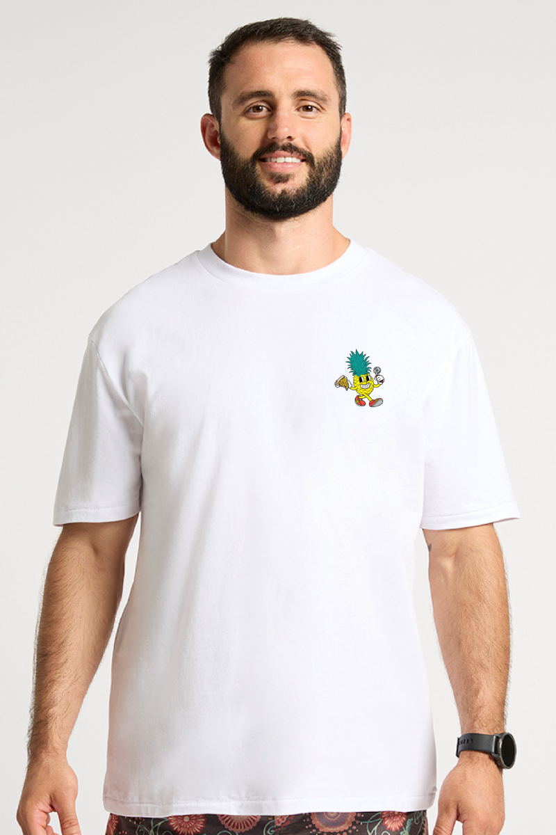 White Tee with Pro~Pineapple Crew