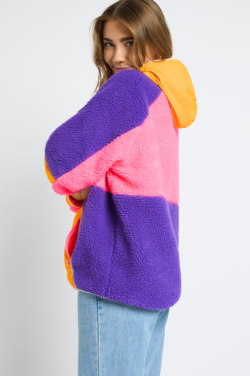 Retro Polar Fleece in Pink & Purple