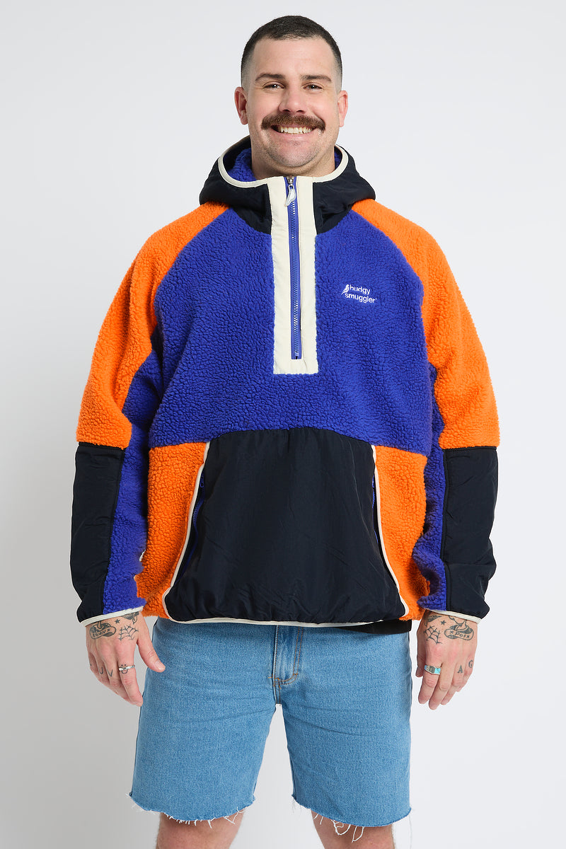 Retro Polar Fleece in Blue & Orange