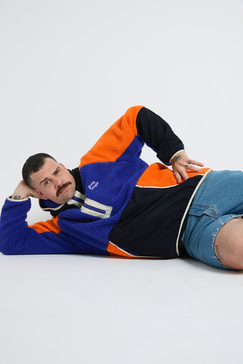 Retro Polar Fleece in Blue & Orange