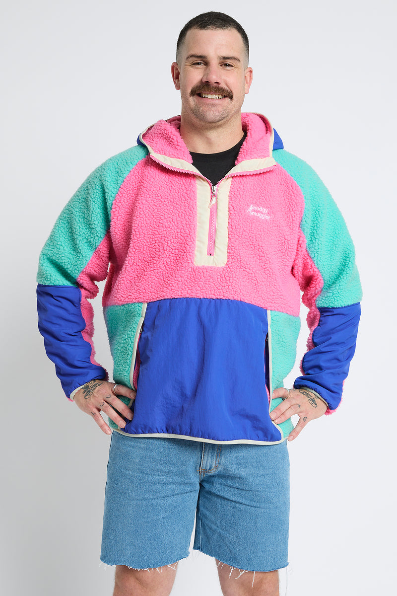 Retro Polar Fleece in Pink & Blue