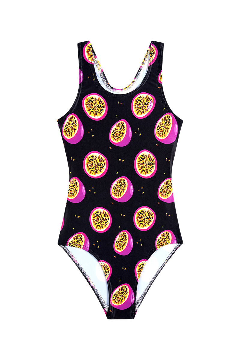 Girls One Piece in Black Passion Fruit