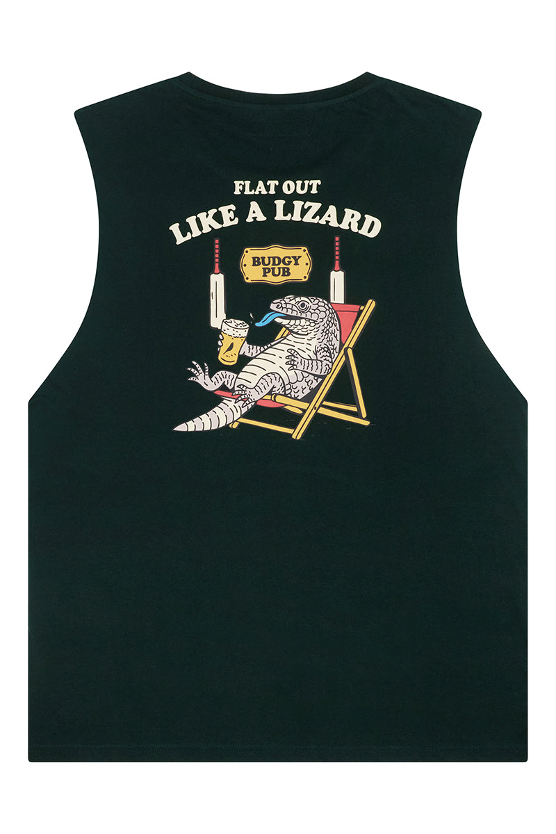 Green Singlet with Lounging Like A Lizard