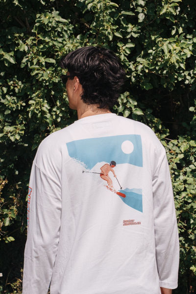 White Long Sleeve Tee with SnowSports