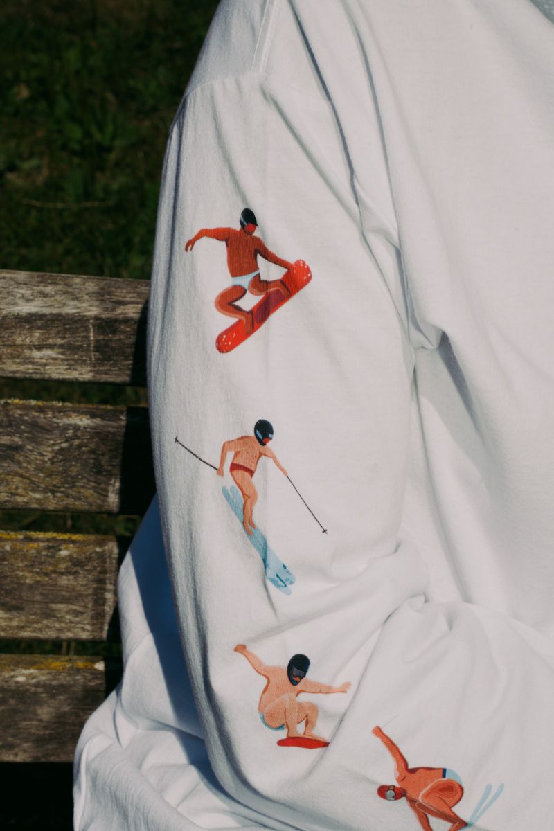 White Long Sleeve Tee with SnowSports