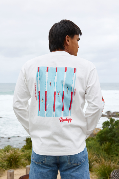White Long Sleeve Tee with Watersports