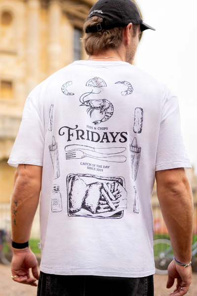 White Tee in Fish and Chip Fridays