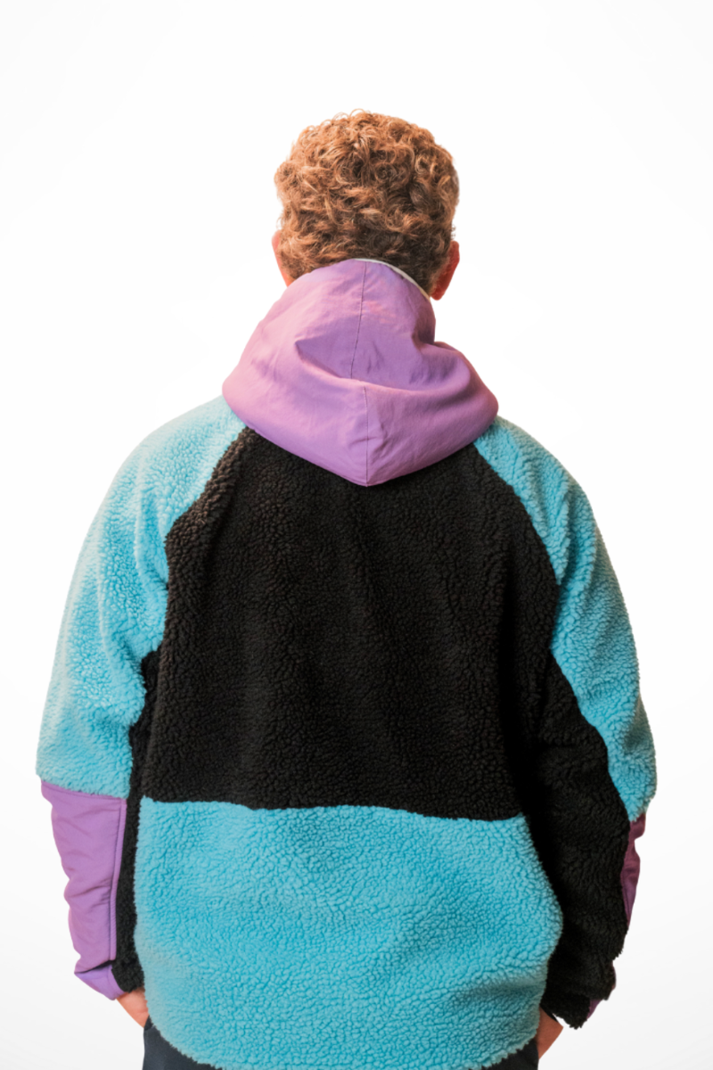 Retro Polar Fleece in Black, Violet & Turquoise