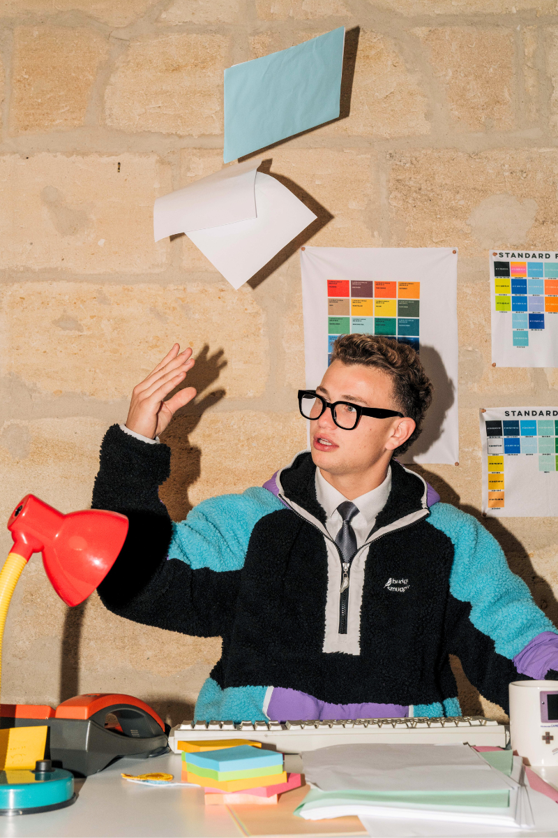 Retro Polar Fleece in Black, Violet & Turquoise