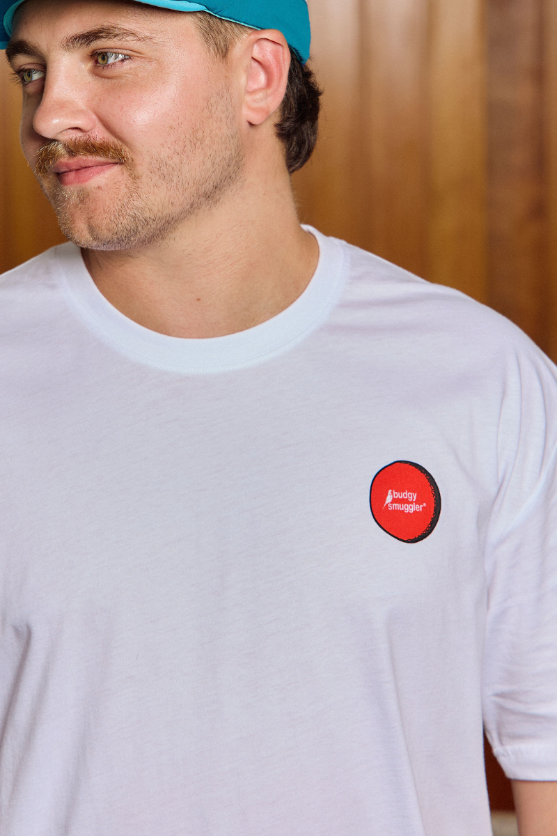 Lightweight White Tee with Crickets Balls