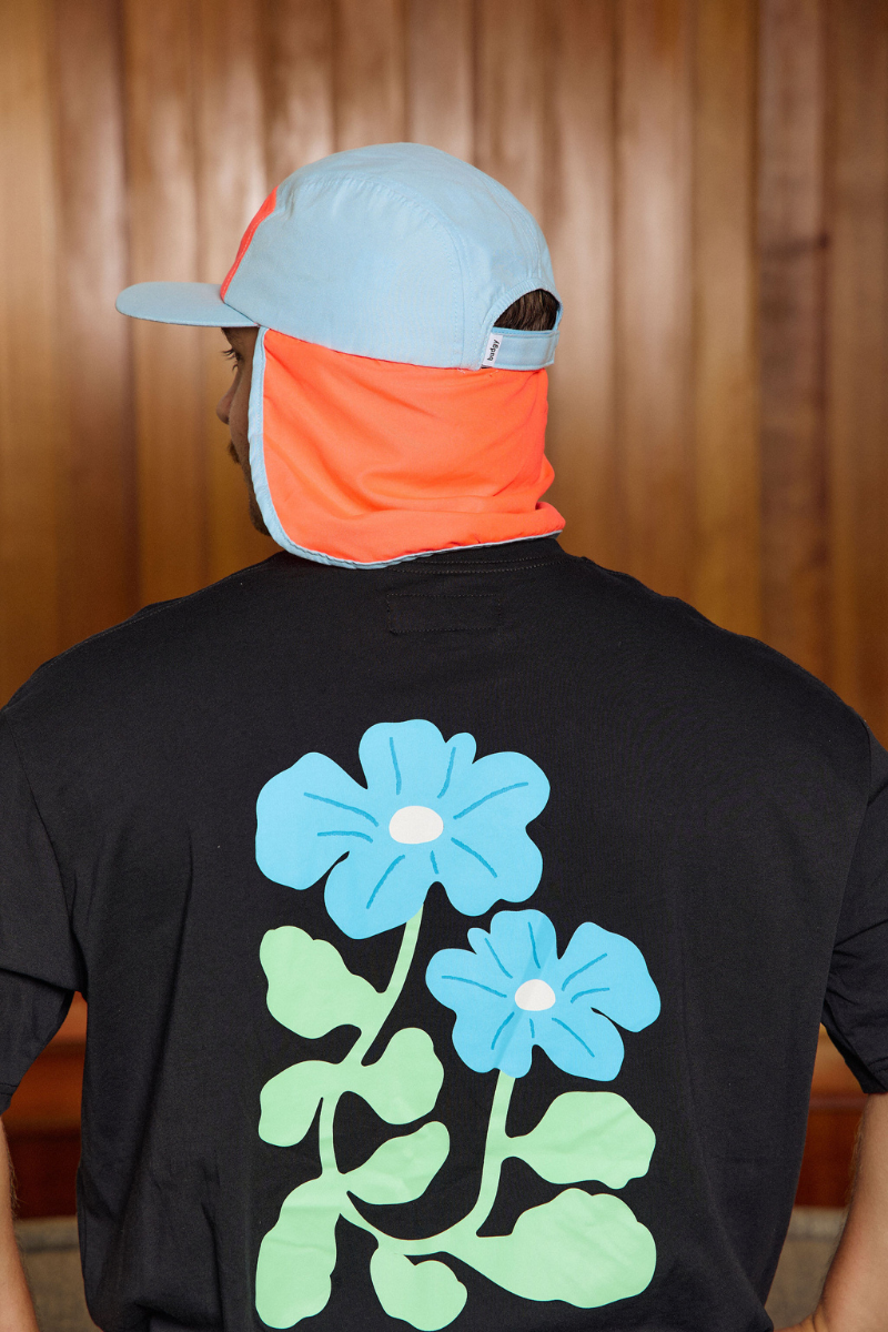 Lightweight Black Tee with Flowers