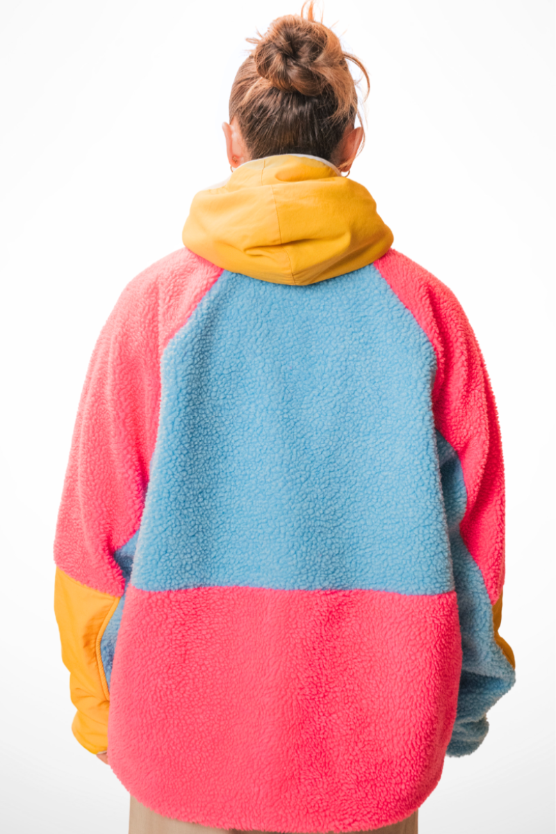 Retro Polar Fleece in Blue, Pink and Warm Yellow