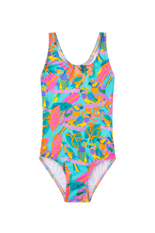 Girls One Piece in Techno Parrots