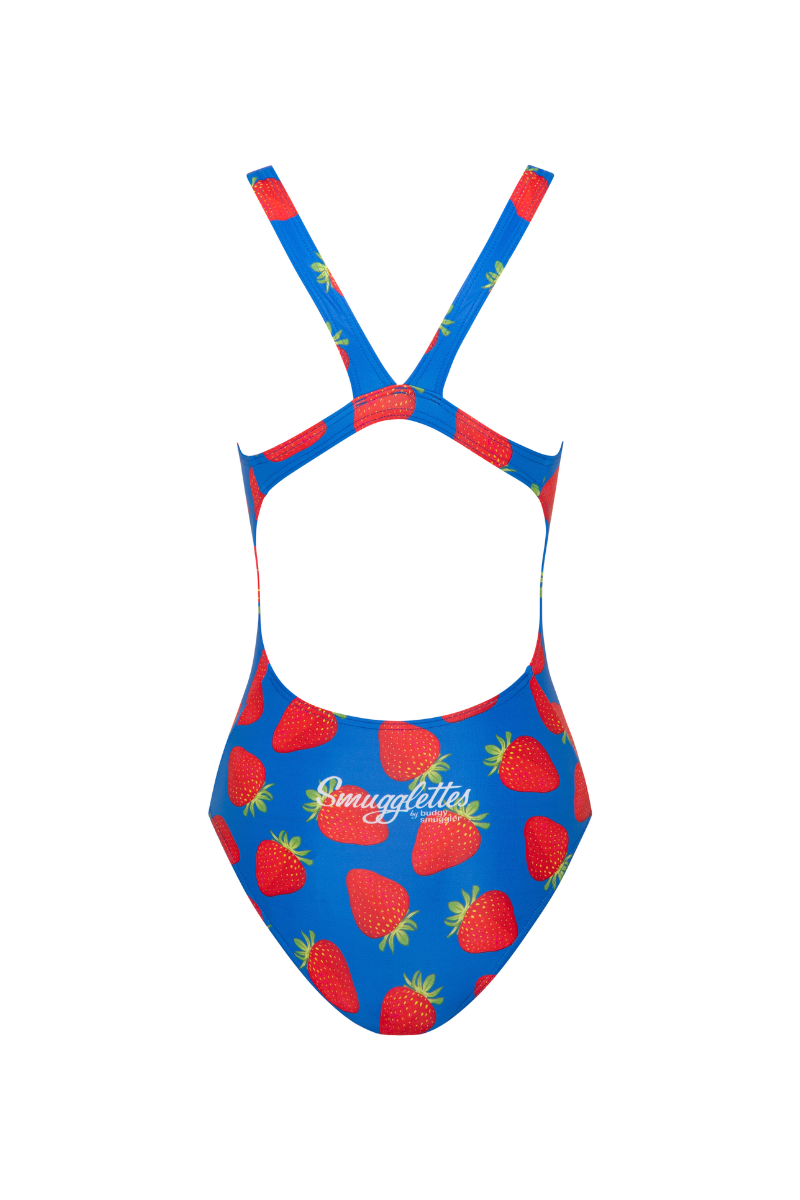 Thick Strap Racer in Blue Strawberries