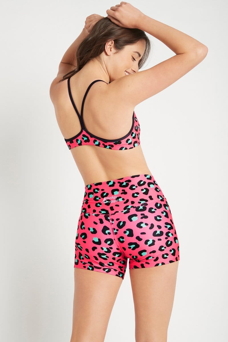Booty Shorts in Neon Jungle Pink