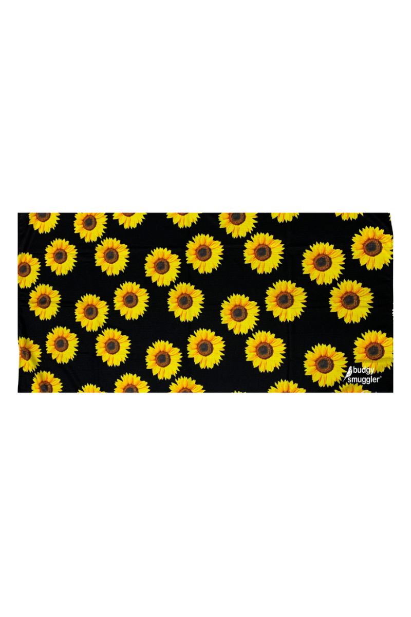 Towel in Black Sunflower