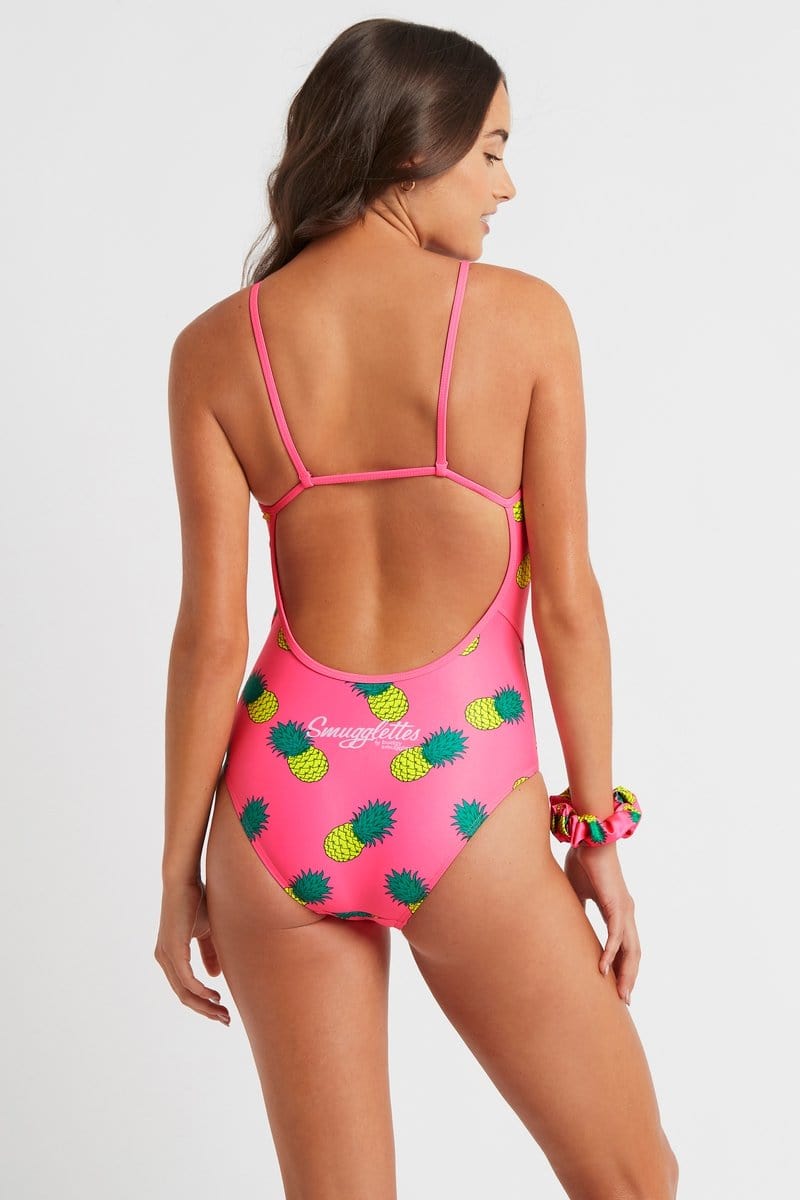 Thin Strap Racer in Pink Pineapple