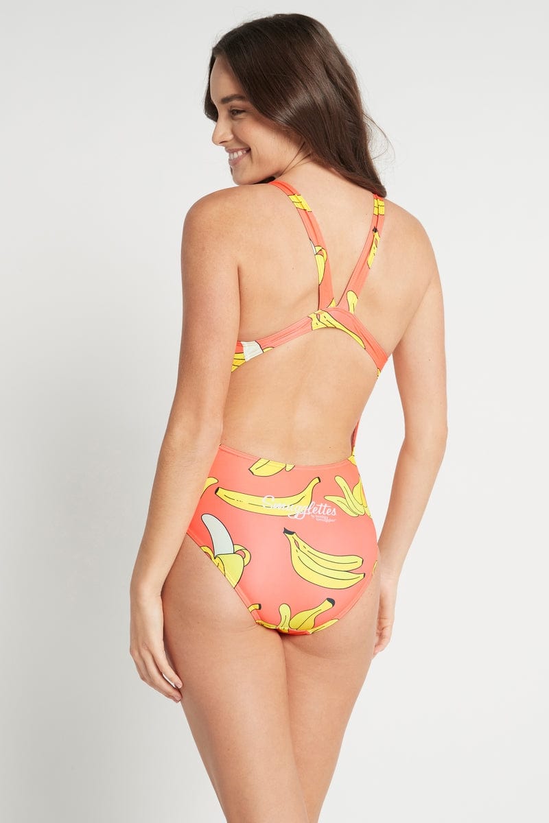 WOMENS SWIMWEAR, BANANA THICK STRAP RACER ONE PIECE