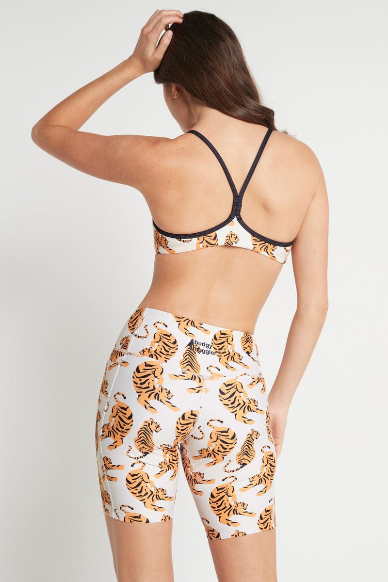 Biker Shorts with Pockets in Gold Tiger